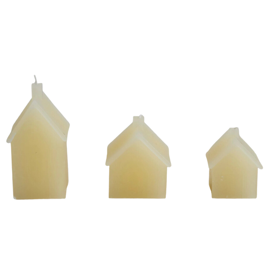 CREAM HOUSE SHAPED CANDLES Creative Co-op Bonjour Fete - Party Supplies