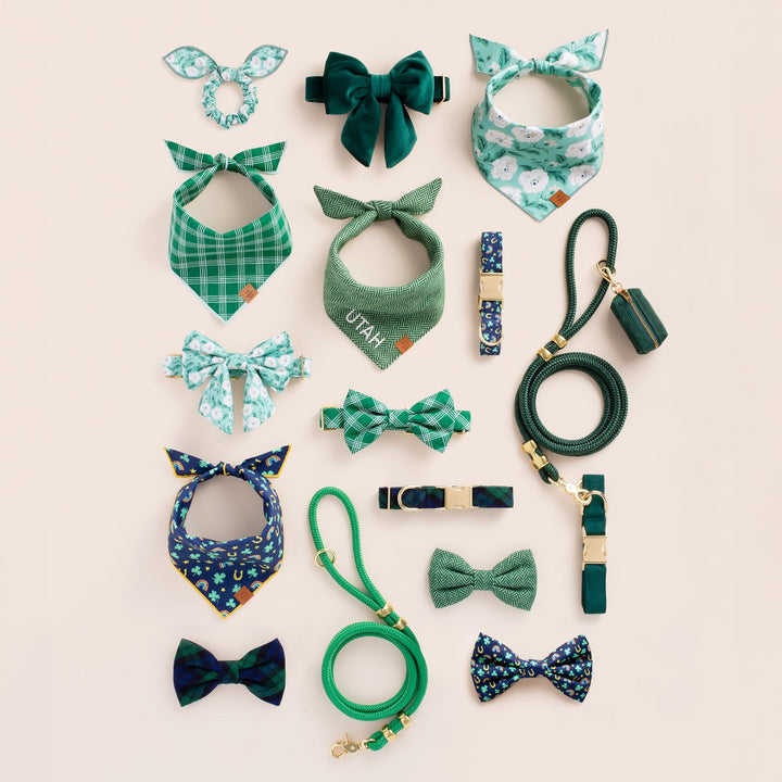 Forest Green Velvet Lady Dog Bow