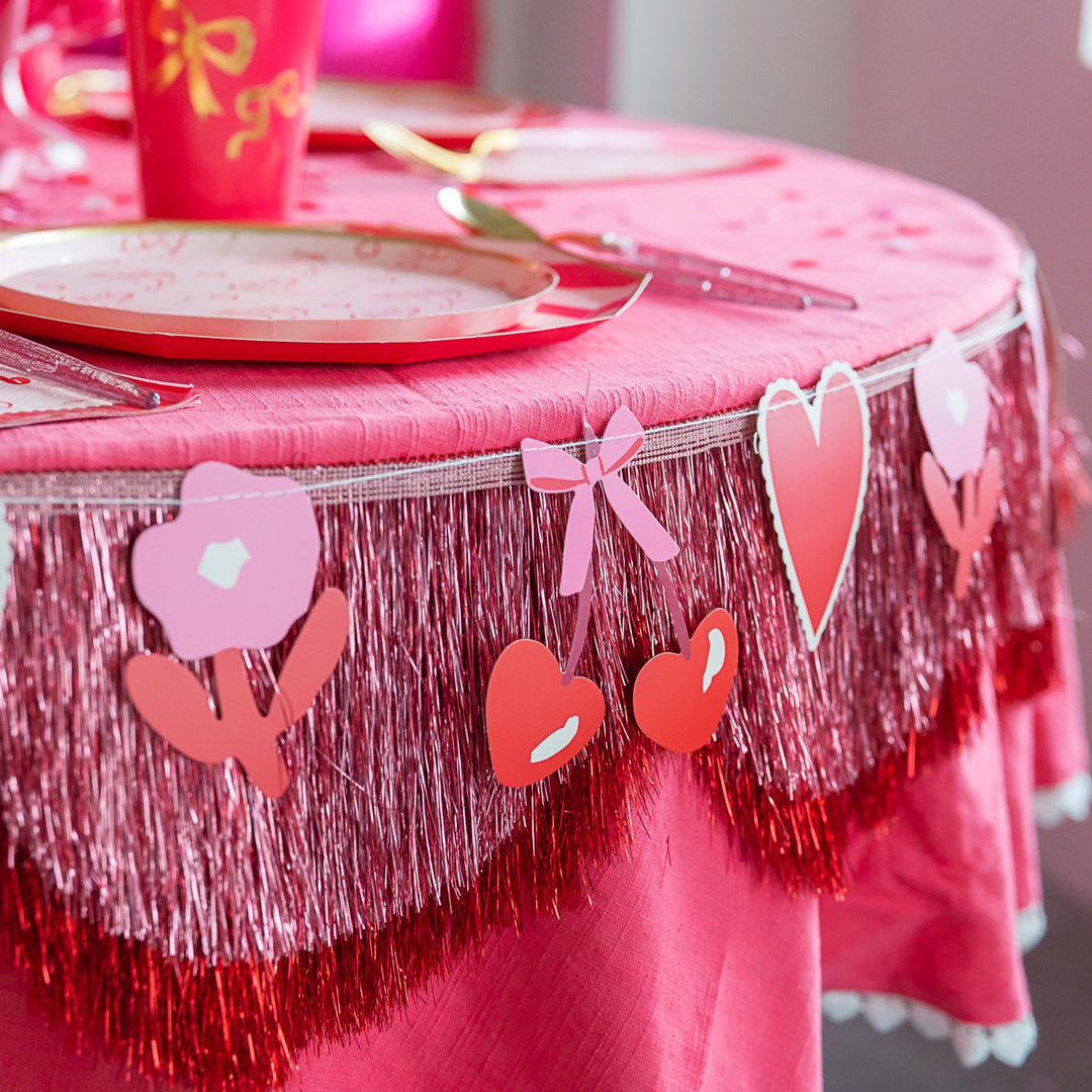 PINK SCALLOPED FRINGE BANNER xo, Fetti Garlands & Banners PINK SCALLOPED FRINGE BANNER Bonjour Fete - Party Supplies