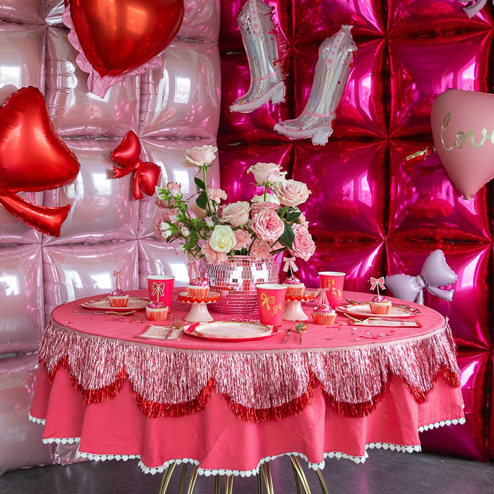 PINK SCALLOPED FRINGE BANNER xo, Fetti Garlands & Banners PINK SCALLOPED FRINGE BANNER Bonjour Fete - Party Supplies