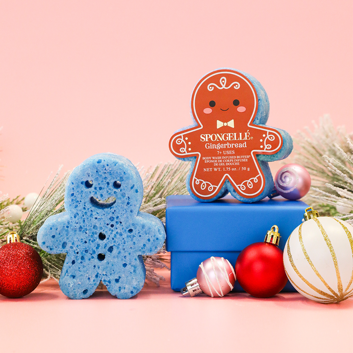 GINGERBREAD SHOWER BUFFER SPONGE Spongellé Holiday Bath GINGERBREAD SHOWER BUFFER SPONGE Bonjour Fete - Party Supplies