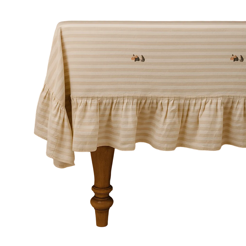 Frances Ruffled Tablecloth: 60" x 90" Galley and Fen Frances Ruffled Tablecloth: 60" x 90" Bonjour Fete - Party Supplies