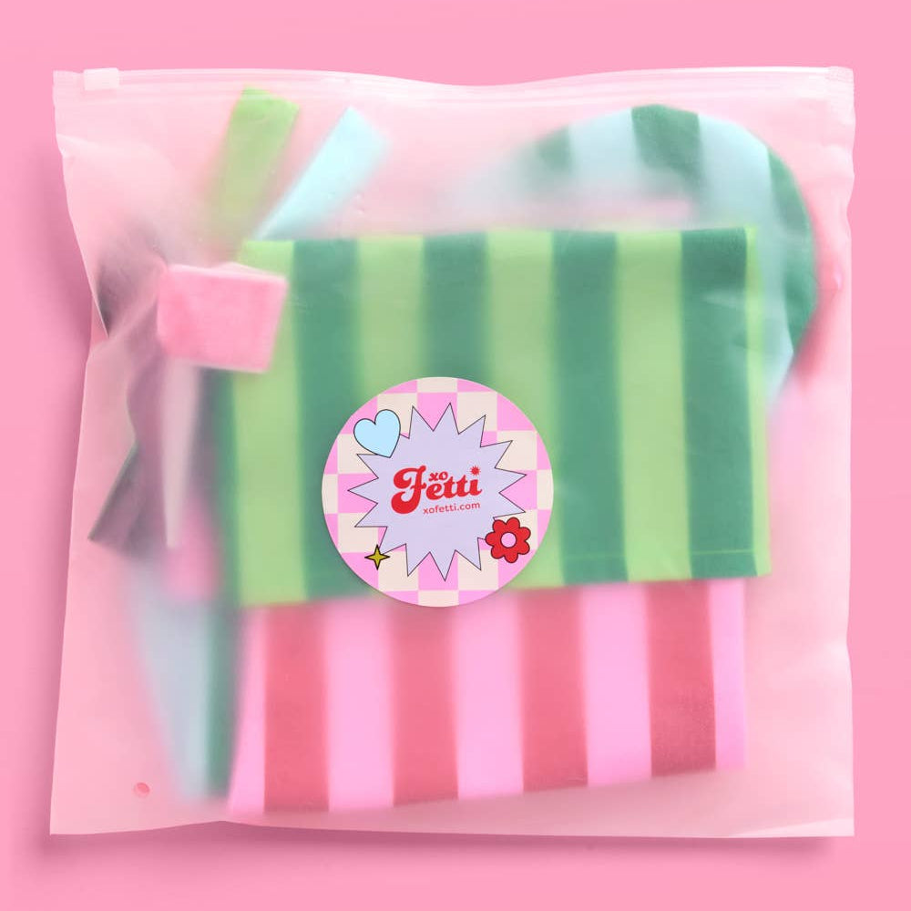 Striped Stocking Set - 2 pieces Xmas Christmas Holiday Tree xo, Fetti Striped Stocking Set - 2 pieces Xmas Christmas Holiday Tree Bonjour Fete - Party Supplies