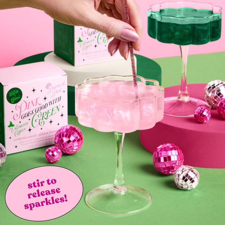 Pink + Green Glitter Bombs - 4 cotton candy glitter bombs xo, Fetti Pink + Green Glitter Bombs - 4 cotton candy glitter bombs Bonjour Fete - Party Supplies