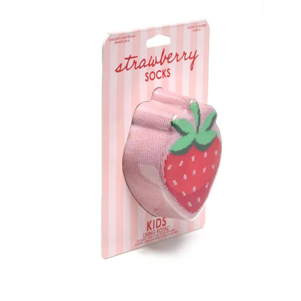3D Packaged Crew Socks - Kids - Strawberry - Pink Living Royal 3D Packaged Crew Socks - Kids - Strawberry - Pink Bonjour Fete - Party Supplies