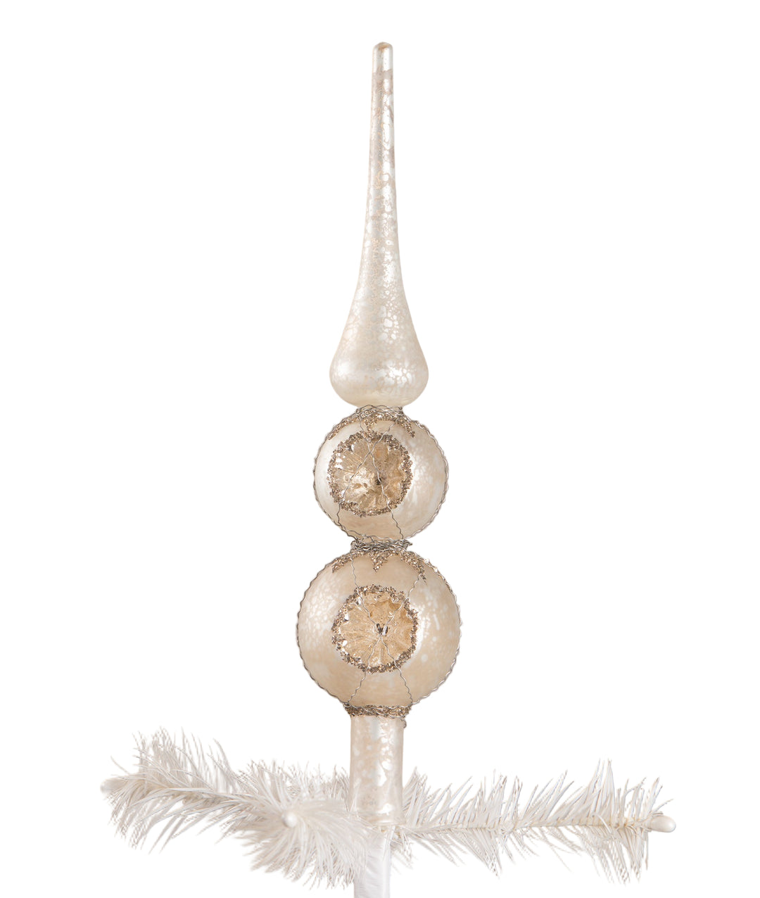 White Indent Finial Tree Topper Bethany Lowe Designs, Inc. White Indent Finial Tree Topper Bonjour Fete - Party Supplies