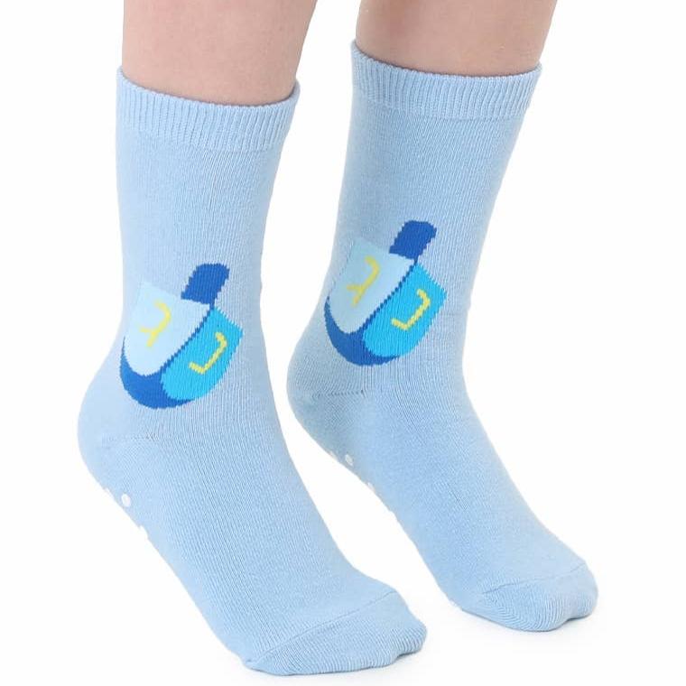 3D Packaged Crew Socks - Kids - Hanukkah - Dreidel - Blue Living Royal Bonjour Fete - Party Supplies