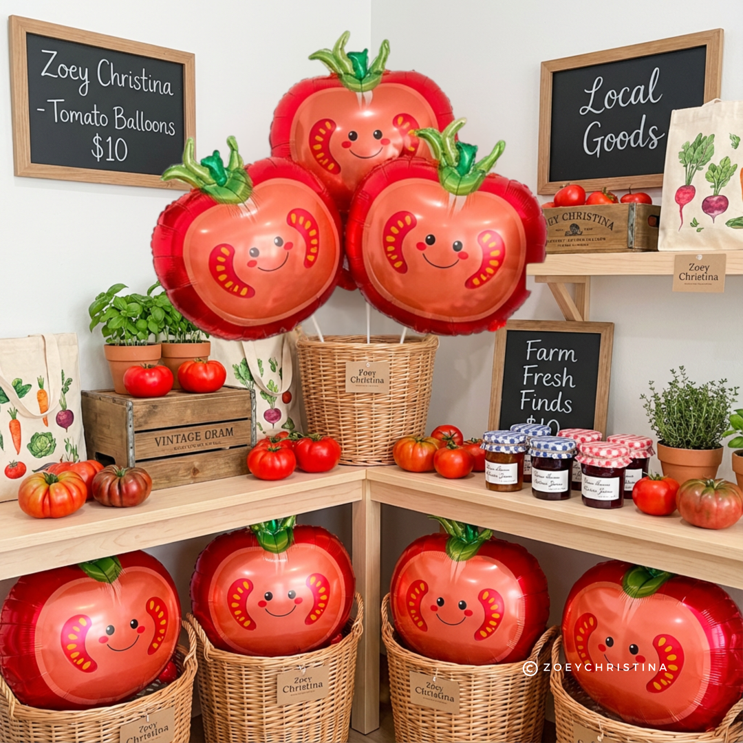 Tomato Foil Balloon – 18" | Farmers Market & Party Décor Zoey Christina Tomato Foil Balloon – 18" | Farmers Market & Party Décor Bonjour Fete - Party Supplies