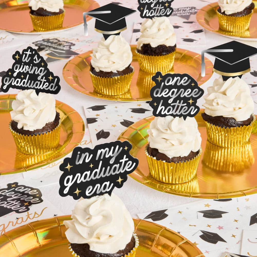 GRADUATE ERA CUPCAKE TOPPERS xo, Fetti Cake Topper GRADUATE ERA CUPCAKE TOPPERS Bonjour Fete - Party Supplies