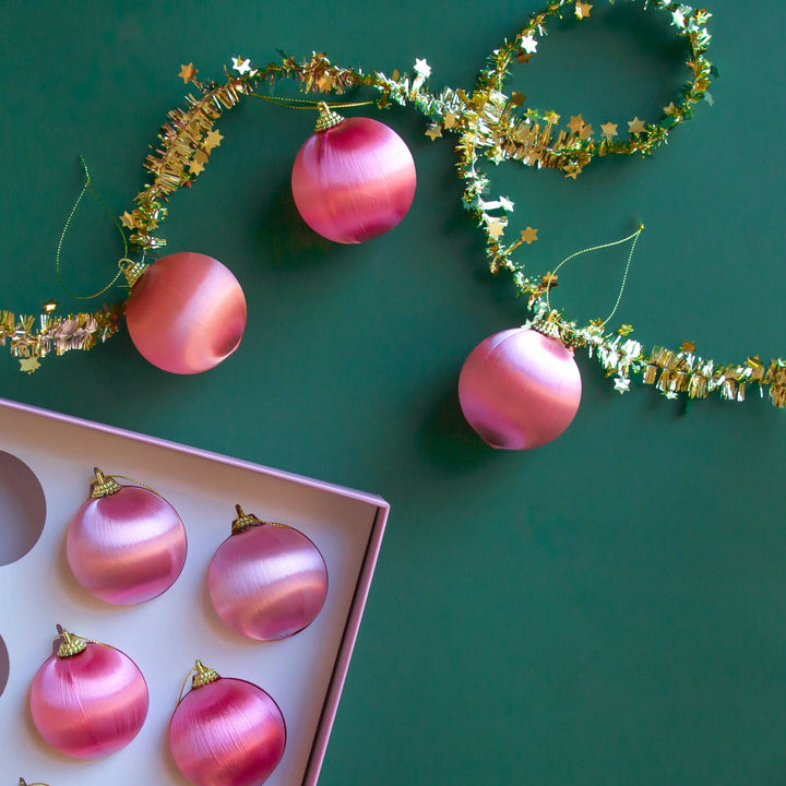 Retro Satin Ornaments | Set of 9 | Standard Sunshine Studios Retro Satin Ornaments | Set of 9 | Standard Bonjour Fete - Party Supplies