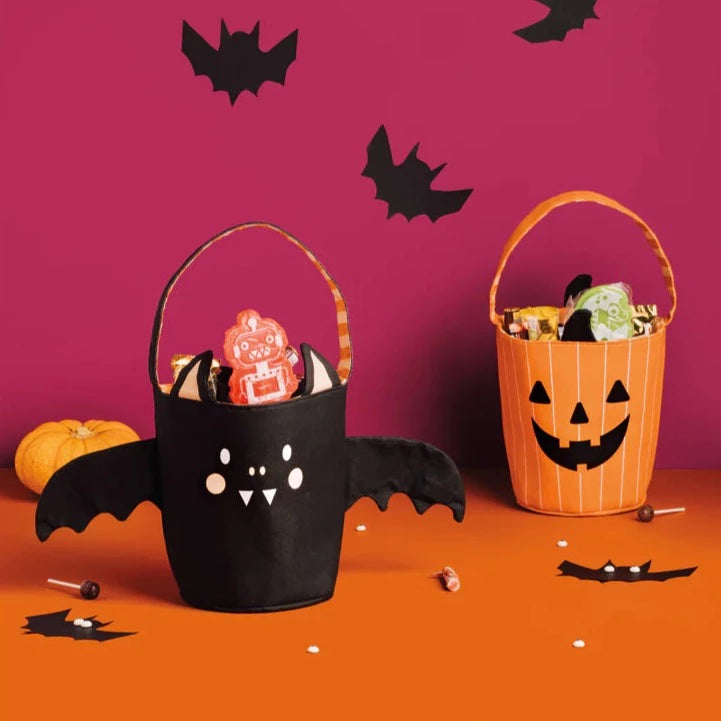 BAT TRICK OR TREAT BUCKET Danica USA Halloween Party Favors & Boo Baskets Bonjour Fete - Party Supplies