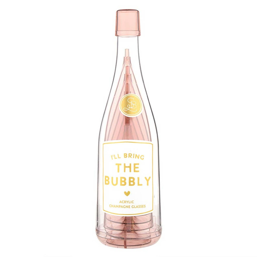 ACRYLIC CHAMPAGNE FLUTES IN STORAGE BOTTLE Santa Barbara Design Studio by Creative Brands ACRYLIC CHAMPAGNE FLUTES IN STORAGE BOTTLE Bonjour Fete - Party Supplies