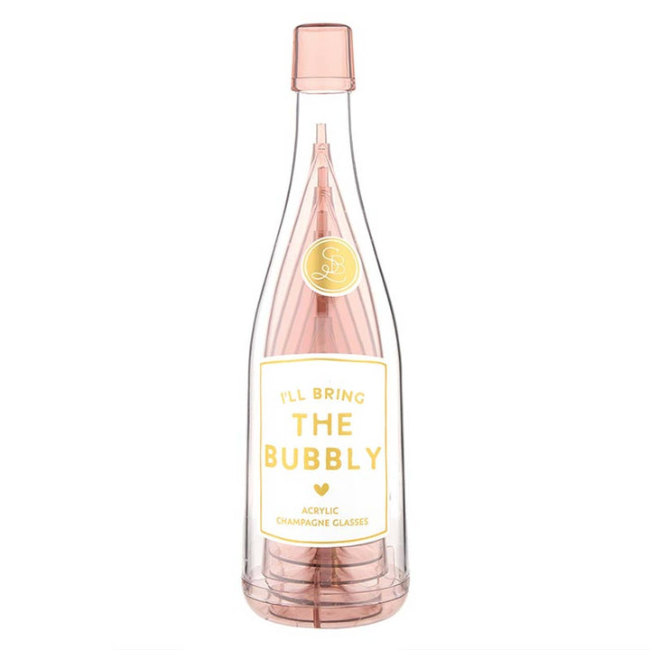 ACRYLIC CHAMPAGNE FLUTES IN STORAGE BOTTLE Santa Barbara Design Studio by Creative Brands ACRYLIC CHAMPAGNE FLUTES IN STORAGE BOTTLE Bonjour Fete - Party Supplies