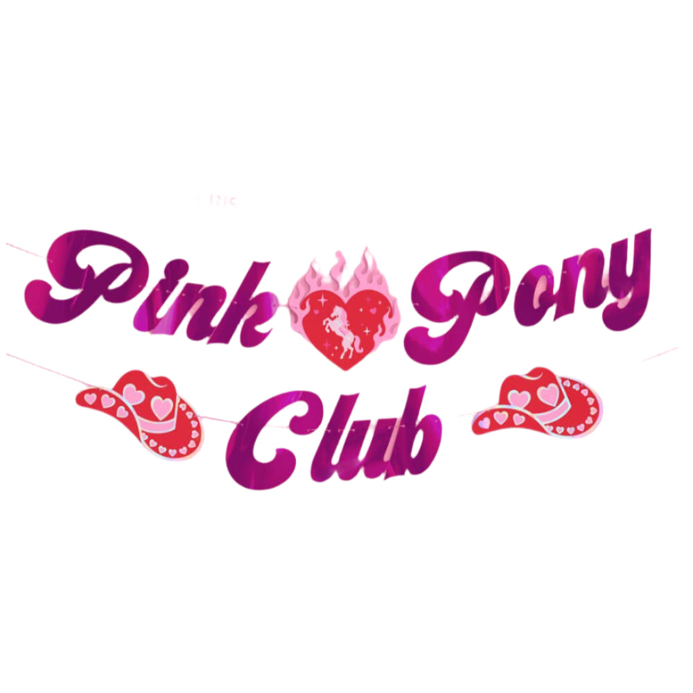 Pink Pony Club Banner - pink foil banner xo, Fetti Pink Pony Club Banner - pink foil banner Bonjour Fete - Party Supplies