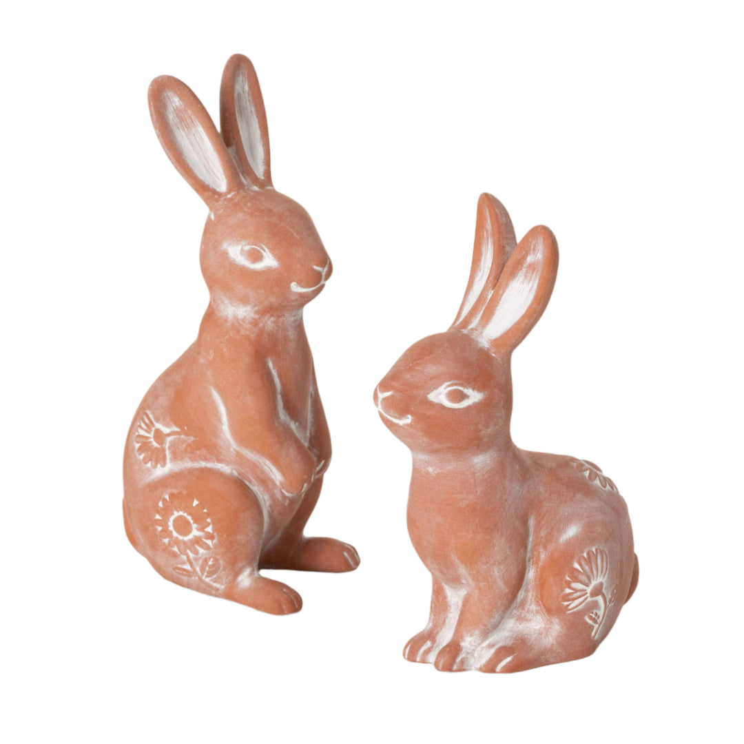 Terracotta Rabbit Figurine Set Sullivans Home Decor Terracotta Rabbit Figurine Set Bonjour Fete - Party Supplies