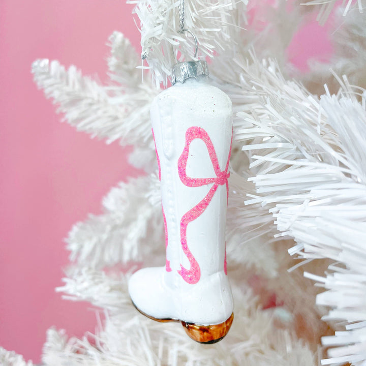 PINK BOW COWBOY BOOT CHRISTMAS ORNAMENT Rock Paper Scissors Christmas Ornament Bonjour Fete - Party Supplies