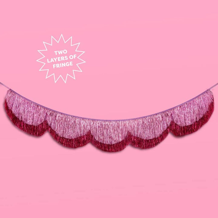 Tickled Pink Fringe - scalloped banner, purple xo, Fetti Tickled Pink Fringe - scalloped banner, purple Bonjour Fete - Party Supplies