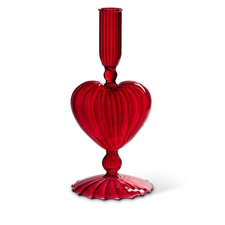 Heart Taper Holder-8"H: Red Abbott Heart Taper Holder-8"H: Red Bonjour Fete - Party Supplies