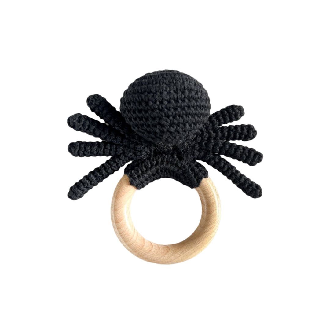 Teether Spider CottonCrochet Rattle Halloween Fall Toy Gift The Blueberry Hill Black / Default Title Teether Spider CottonCrochet Rattle Halloween Fall Toy Gift Bonjour Fete - Party Supplies