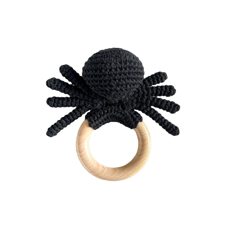Teether Spider CottonCrochet Rattle Halloween Fall Toy Gift The Blueberry Hill Black / Default Title Teether Spider CottonCrochet Rattle Halloween Fall Toy Gift Bonjour Fete - Party Supplies