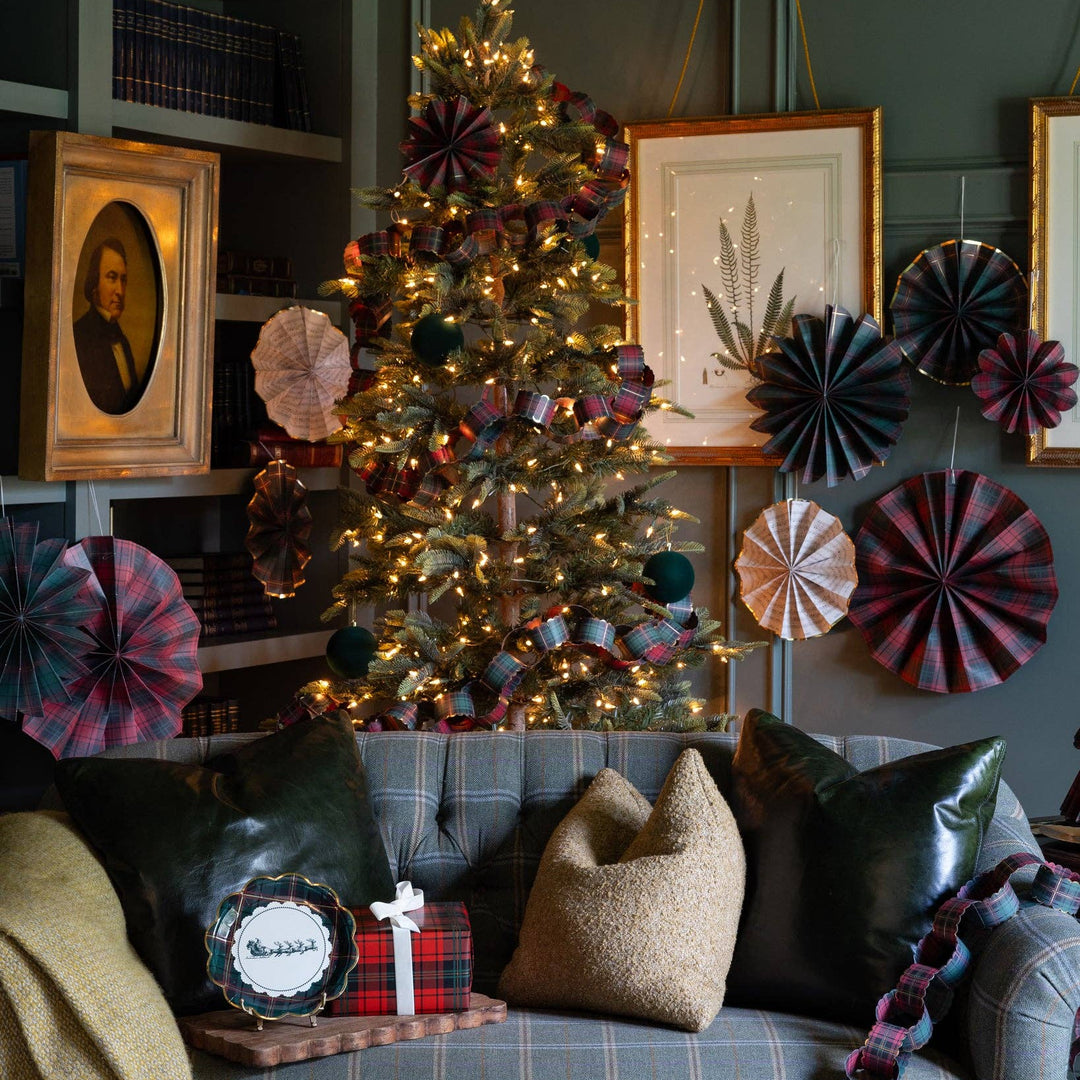 Plaid Paper Fan Set