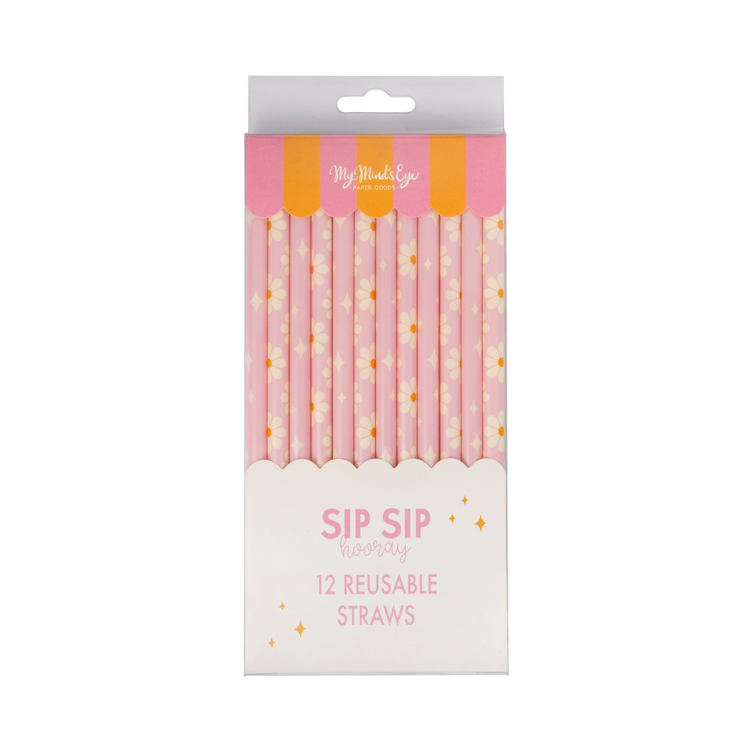 DISCO DAISY REUSABLE STRAWS My Mind’s Eye Party Straws DISCO DAISY REUSABLE STRAWS Bonjour Fete - Party Supplies