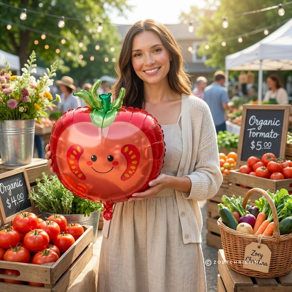 Tomato Foil Balloon – 18" | Farmers Market & Party Décor Zoey Christina Tomato Foil Balloon – 18" | Farmers Market & Party Décor Bonjour Fete - Party Supplies
