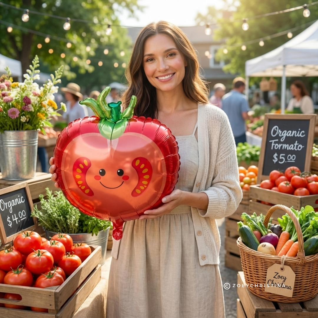 Tomato Foil Balloon – 18" | Farmers Market & Party Décor Zoey Christina Tomato Foil Balloon – 18" | Farmers Market & Party Décor Bonjour Fete - Party Supplies
