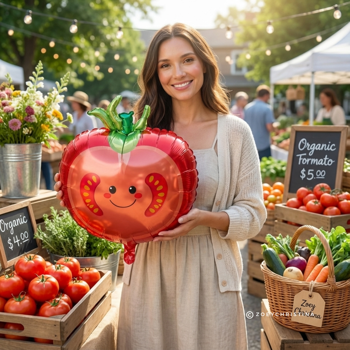 Tomato Foil Balloon – 18" | Farmers Market & Party Décor Zoey Christina Tomato Foil Balloon – 18" | Farmers Market & Party Décor Bonjour Fete - Party Supplies