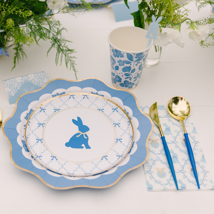 BELLE BLUE ELEGANT FLORAL CUPS Bonjour Fete Cups BELLE BLUE ELEGANT FLORAL CUPS Bonjour Fete - Party Supplies