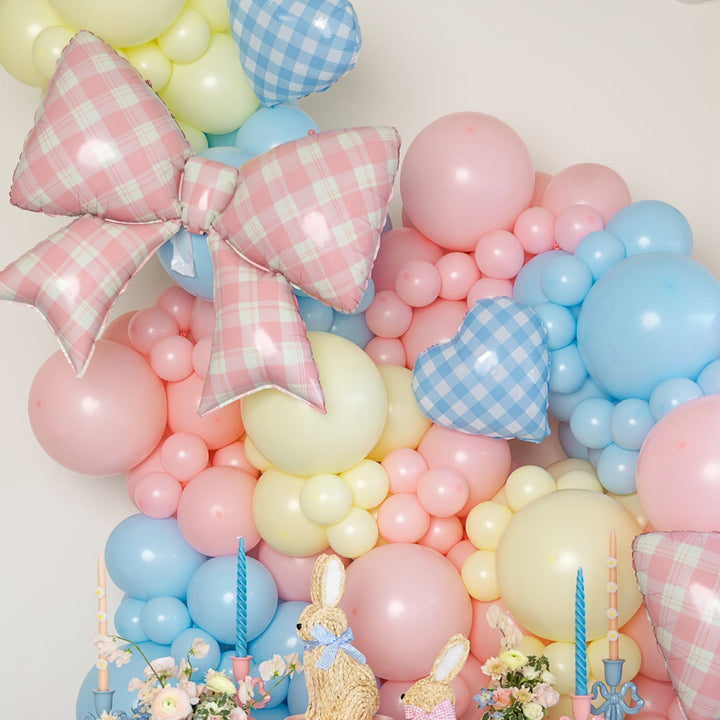 GINGHAM PINK BOW FOIL BALLOON Partybarco GINGHAM PINK BOW FOIL BALLOON Bonjour Fete - Party Supplies