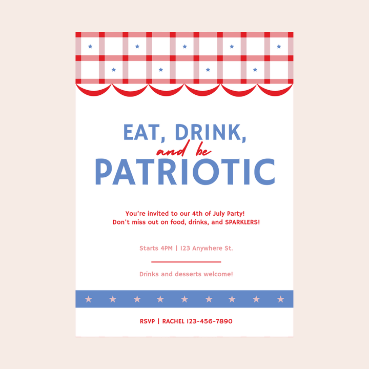 EAT, DRINK, AND BE PATRIOTIC DIGITAL PARTY INVITATION DOWNLOAD Bonjour Fête EAT, DRINK, AND BE PATRIOTIC DIGITAL PARTY INVITATION DOWNLOAD Bonjour Fete - Party Supplies