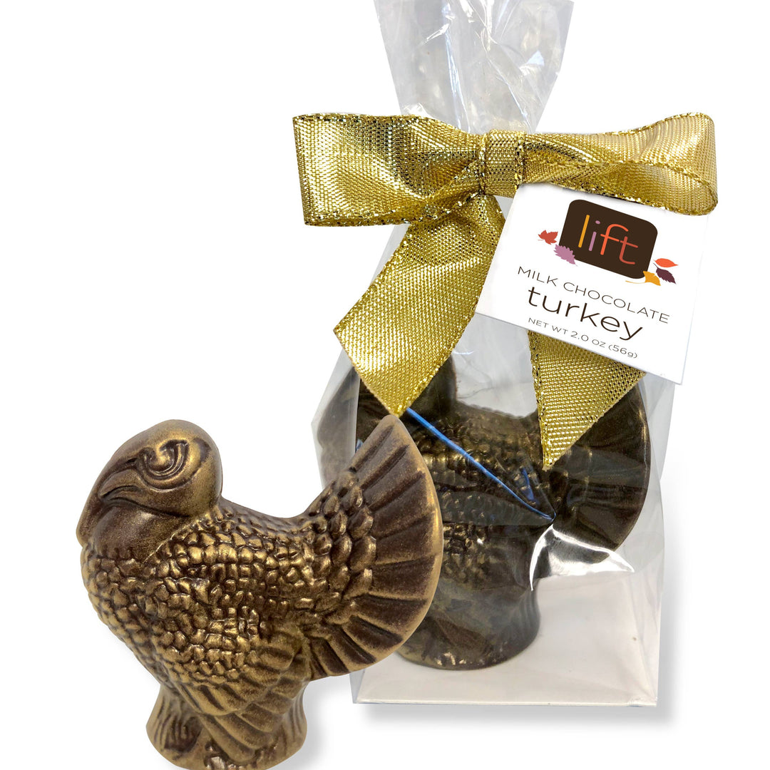 Fall Thanksgiving Solid Turkey with Gold Luster Dust: Dark chocolate Lift Chocolate Fall Thanksgiving Solid Turkey with Gold Luster Dust: Dark chocolate Bonjour Fete - Party Supplies