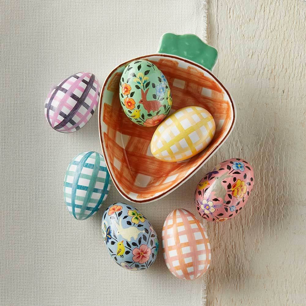 Gingham Kashmiri Easter Eggs - Set of 4 SERRV International Gingham Kashmiri Easter Eggs - Set of 4 Bonjour Fete - Party Supplies