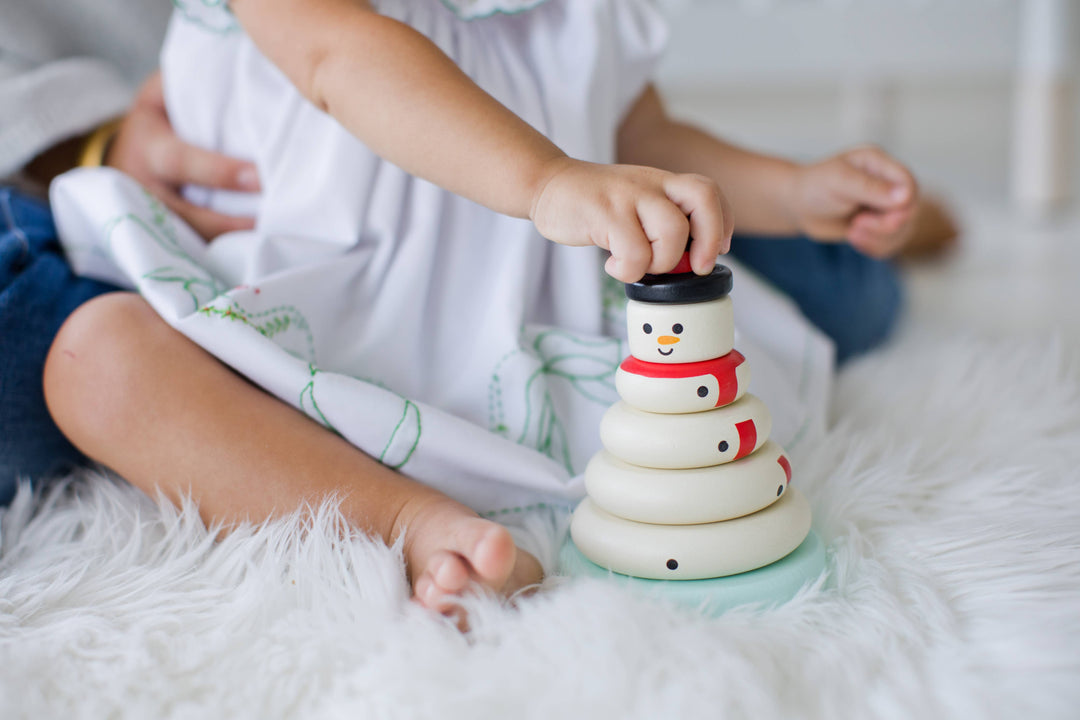 Wooden Snowman Stacking Toy Set, Holiday Baby Toddler Gift Pearhead Wooden Snowman Stacking Toy Set, Holiday Baby Toddler Gift Bonjour Fete - Party Supplies