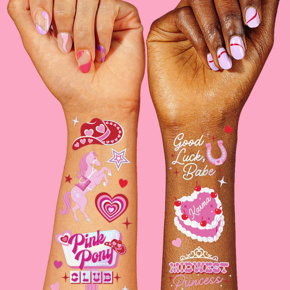 PINK PONY CLUB TEMPORARY TATTOOS xo, Fetti Stickers & Temporary Tattoos PINK PONY CLUB TEMPORARY TATTOOS Bonjour Fete - Party Supplies