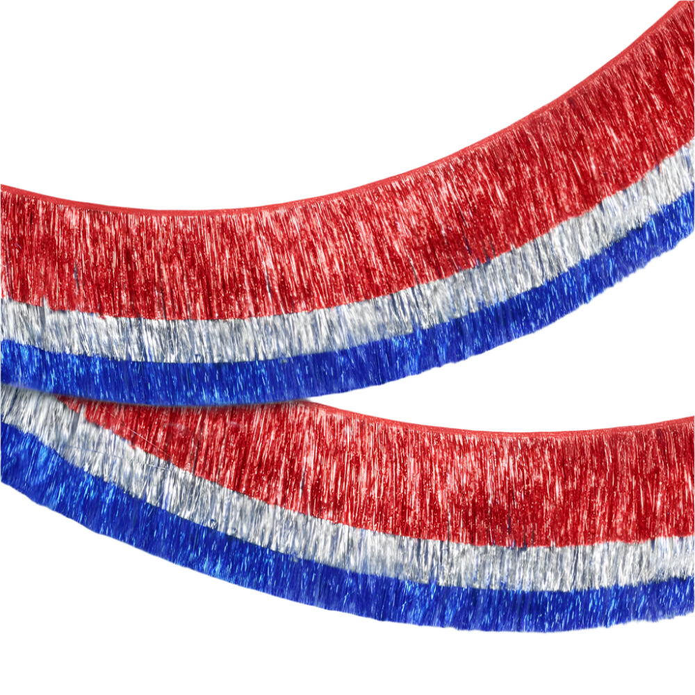 Americana Patriotic Fringe triple layered banner - July 4th xo, Fetti Americana Patriotic Fringe triple layered banner - July 4th Bonjour Fete - Party Supplies