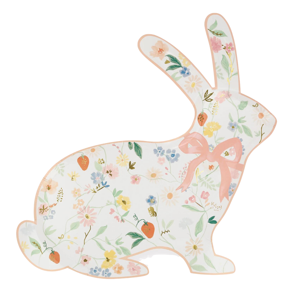 ELEGANT FLORAL BUNNY SHAPED PLATES Meri Meri Plates ELEGANT FLORAL BUNNY SHAPED PLATES Bonjour Fete - Party Supplies