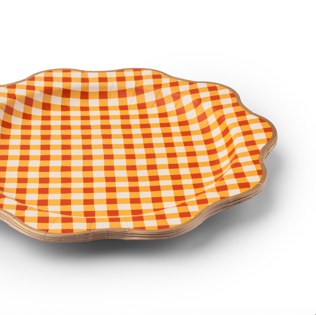 ELEGANT FALL PLAID DINNER PLATES Bonjour Fete Plates ELEGANT FALL PLAID DINNER PLATES Bonjour Fete - Party Supplies