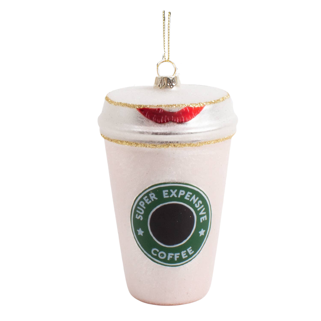 PINK EXPENSIVE COFFEE ORNAMENT 8 Oak Lane Christmas Ornament Bonjour Fete - Party Supplies