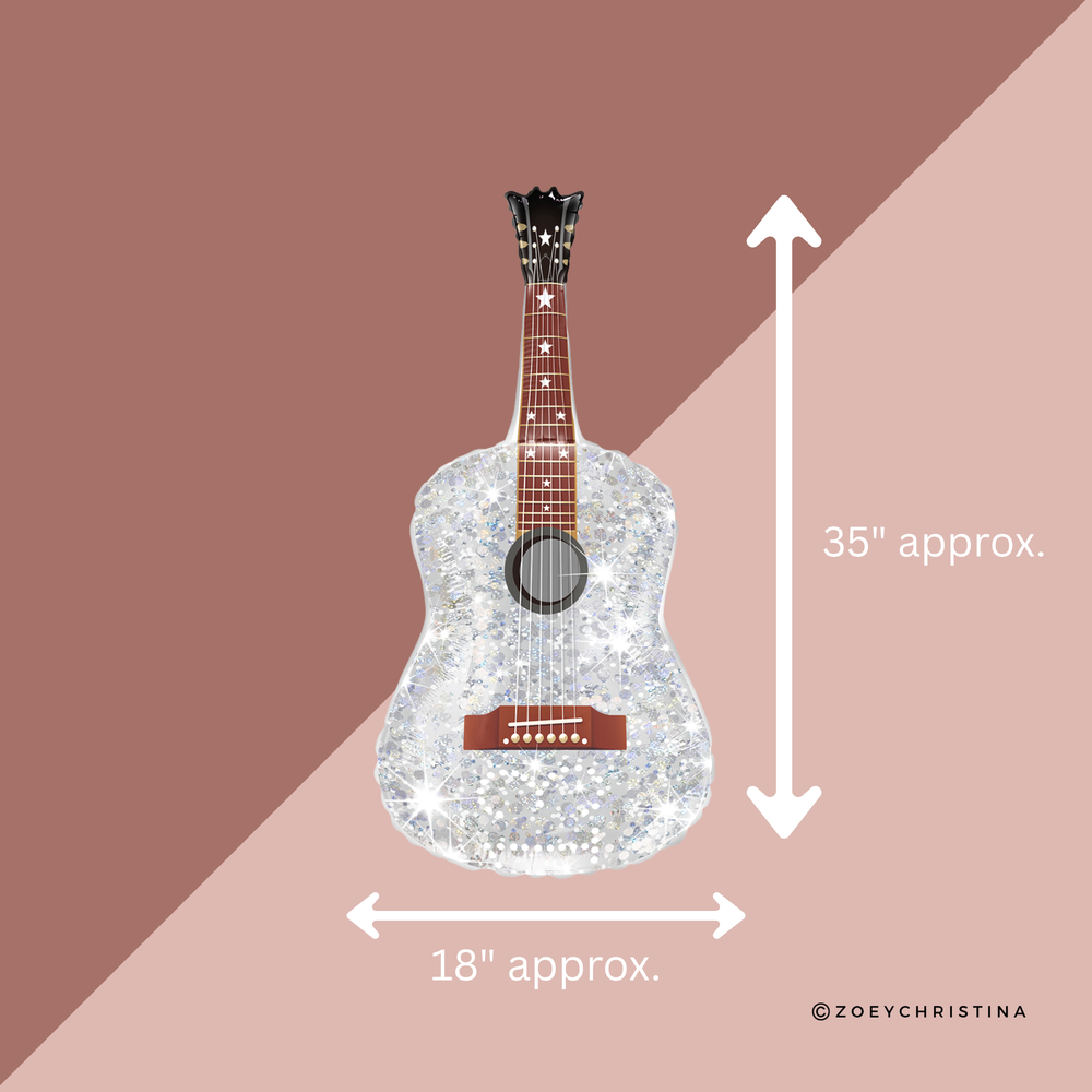 SILVER GUITAR FOIL BALLOON Zoey Christina SILVER GUITAR FOIL BALLOON Bonjour Fete - Party Supplies