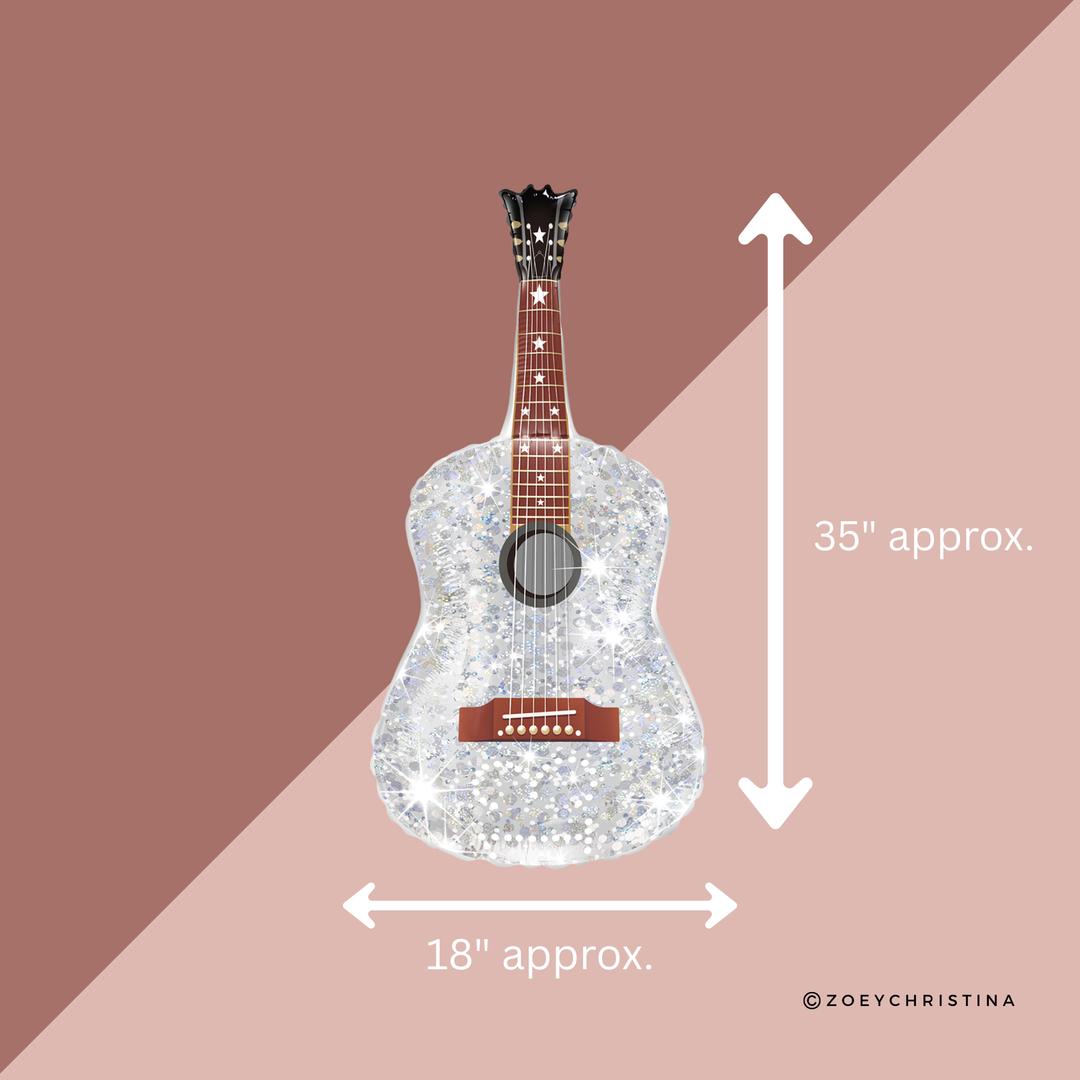 SILVER GUITAR FOIL BALLOON Zoey Christina SILVER GUITAR FOIL BALLOON Bonjour Fete - Party Supplies