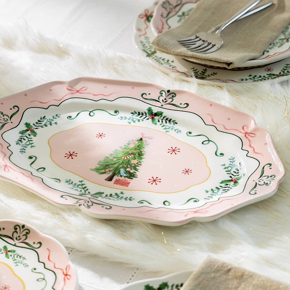 Christmas Tree Pink 14.5" Serving Platter Grace Teaware Christmas Tree Pink 14.5" Serving Platter Bonjour Fete - Party Supplies