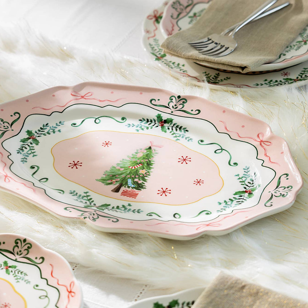 Christmas Tree Pink 14.5" Serving Platter Grace Teaware Christmas Tree Pink 14.5" Serving Platter Bonjour Fete - Party Supplies
