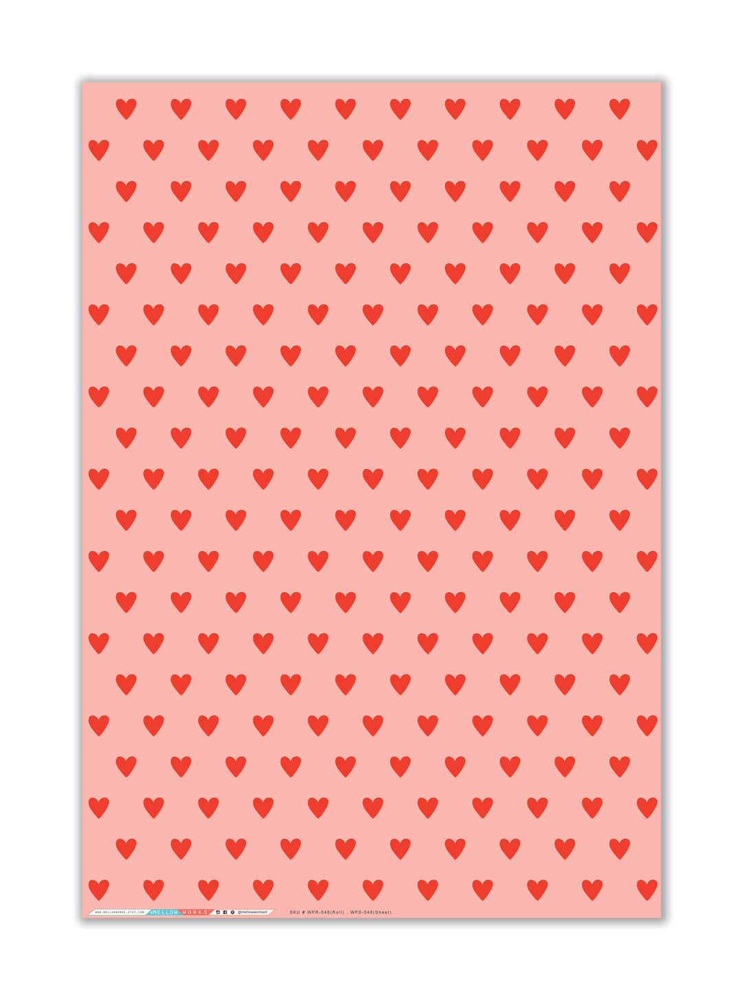 RED HEARTS VALENTINES Gift Wrap (ROLL) MELLOWWORKS RED HEARTS VALENTINES Gift Wrap (ROLL) Bonjour Fete - Party Supplies