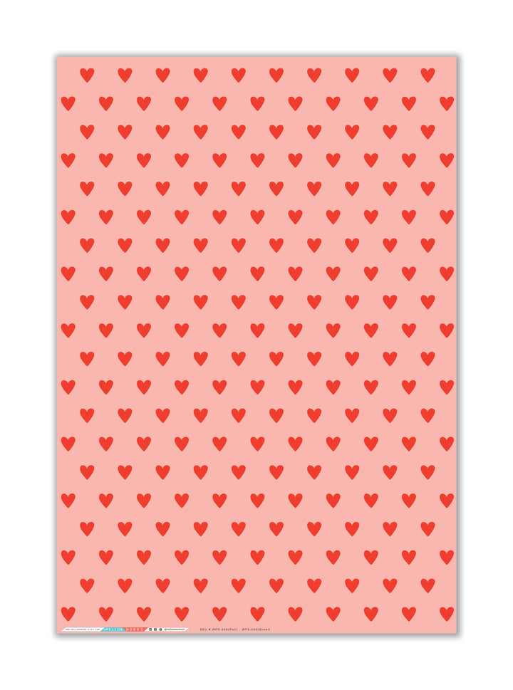 RED HEARTS VALENTINES Gift Wrap (ROLL) MELLOWWORKS RED HEARTS VALENTINES Gift Wrap (ROLL) Bonjour Fete - Party Supplies