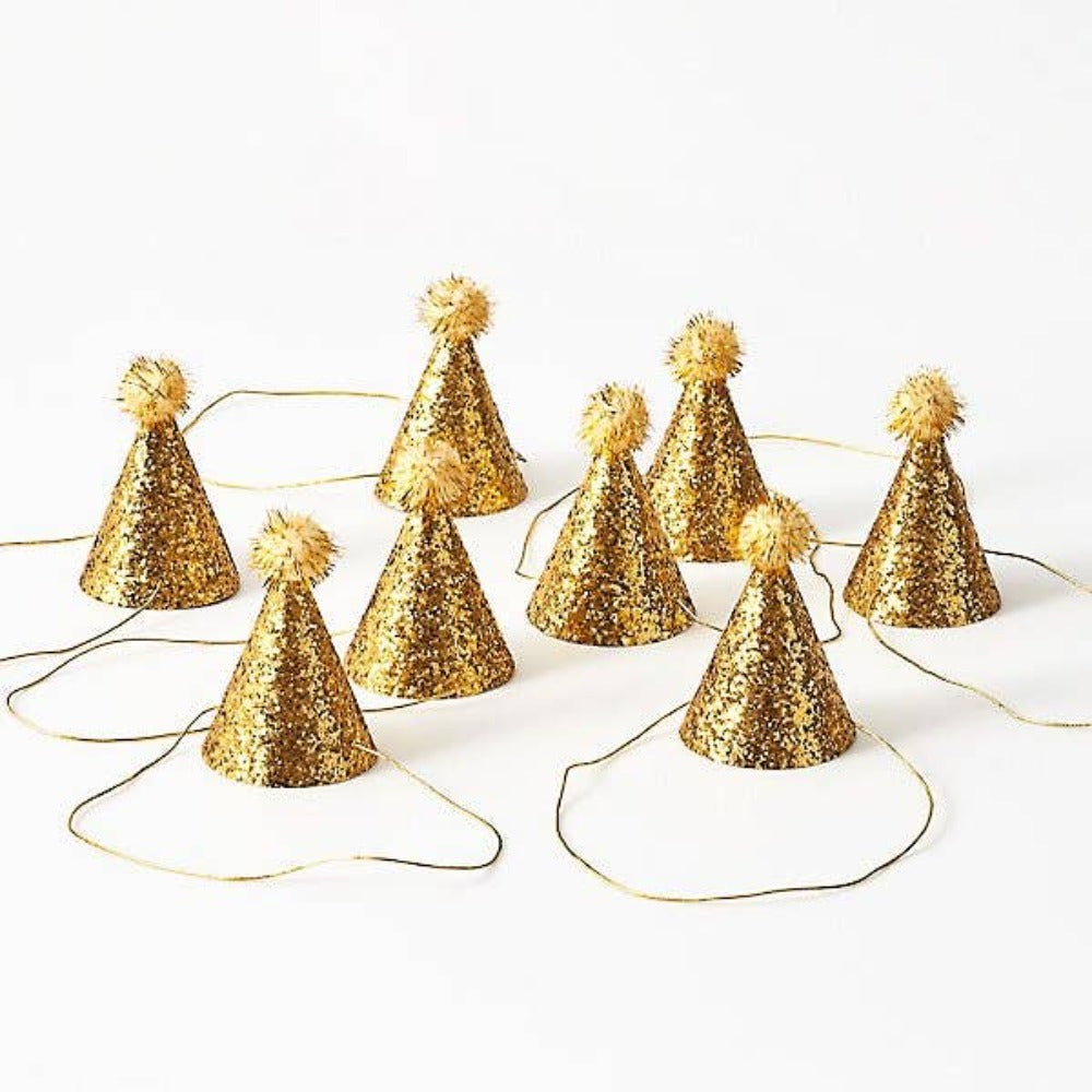Gold Glitter Mini Party Hats Paper Source Wholesale Bonjour Fete - Party Supplies