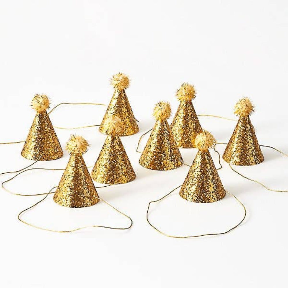 Gold Glitter Mini Party Hats Bonjour Fete Party Supplies Party Hats & Sashes