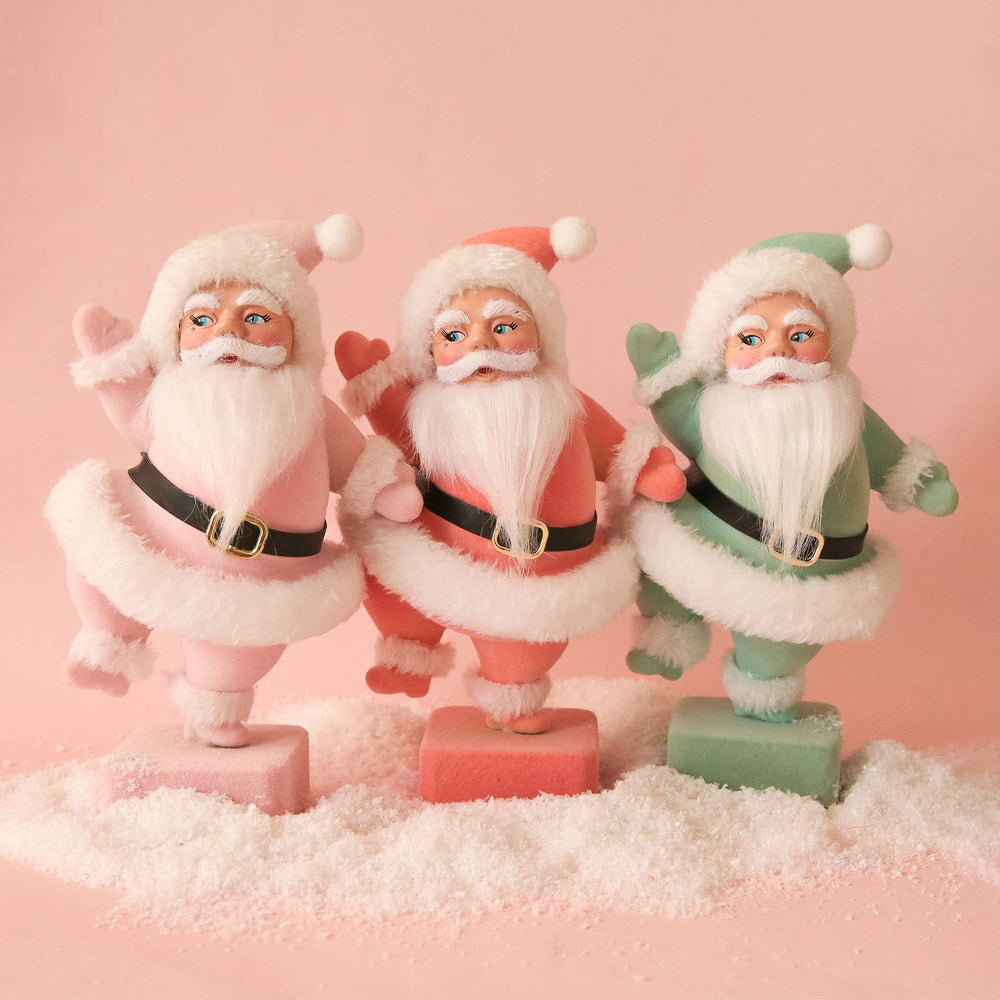 Dancing Flocked Dancing Santa | Pink Sunshine Studios Bonjour Fete - Party Supplies