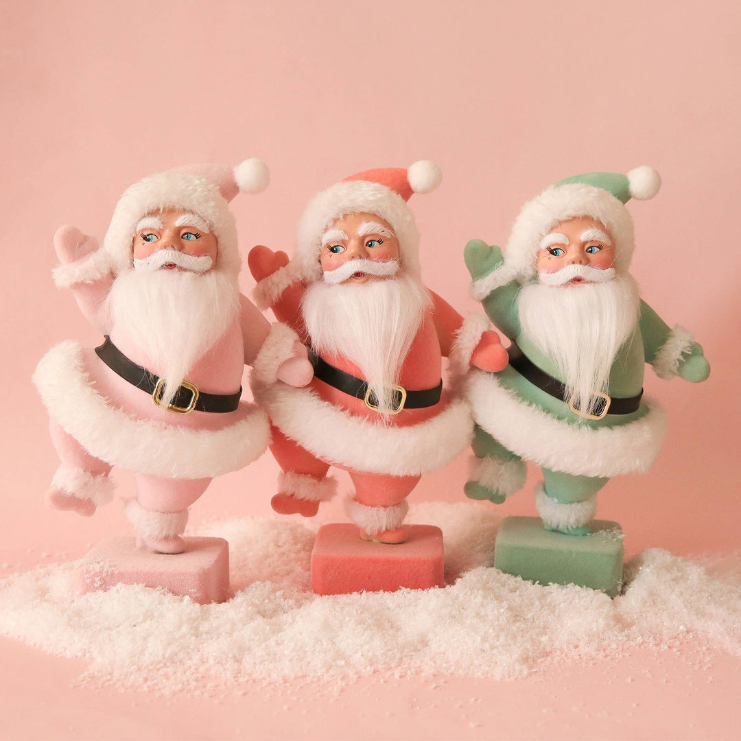 Dancing Flocked Dancing Santa | Pink Sunshine Studios Bonjour Fete - Party Supplies